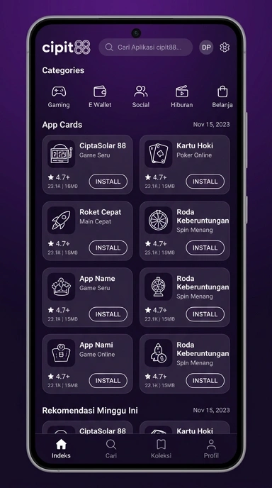 Tampilan katalog aplikasi cipit88
