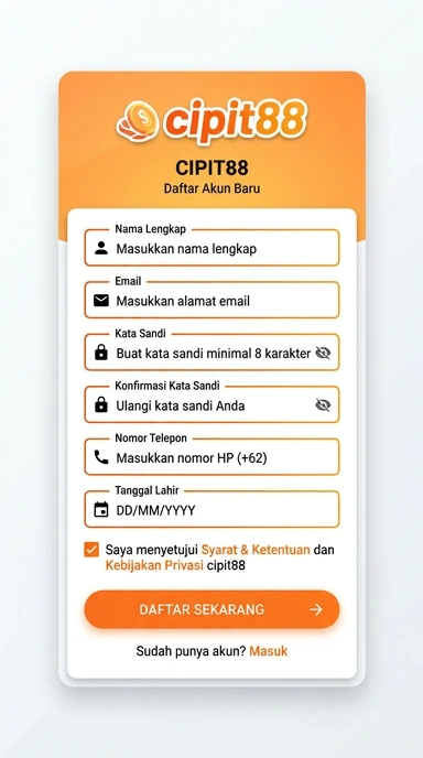 Tampilan halaman daftar cipit88